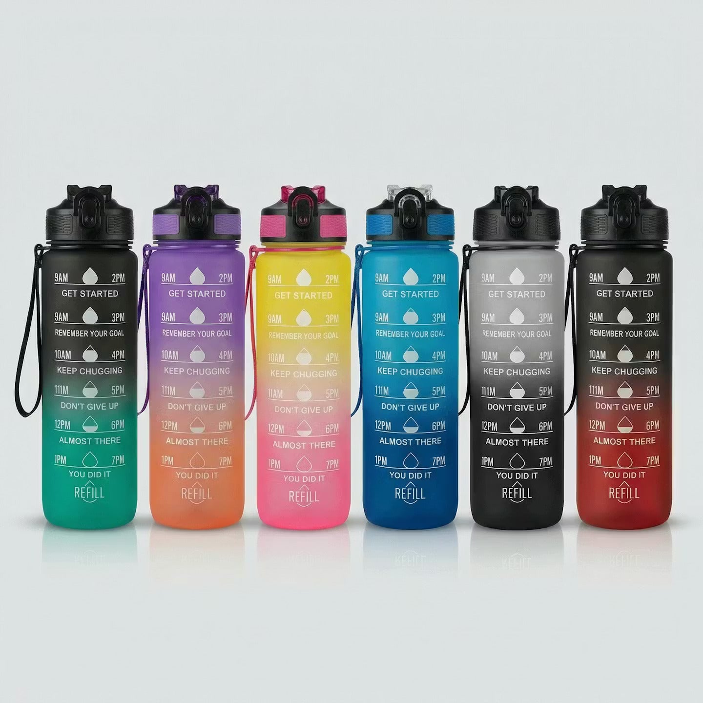 Motiveeriv veepudel kõrrega, 1000ml