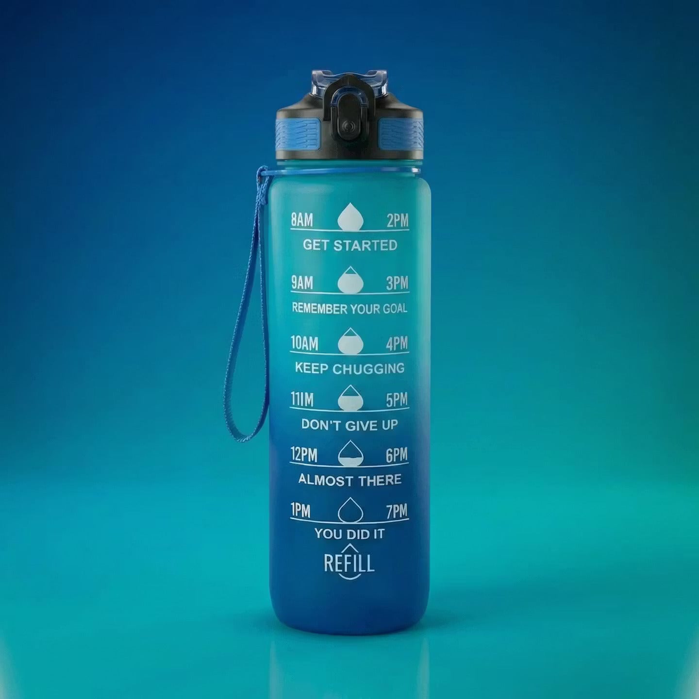 Motiveeriv veepudel kõrrega, 1000ml