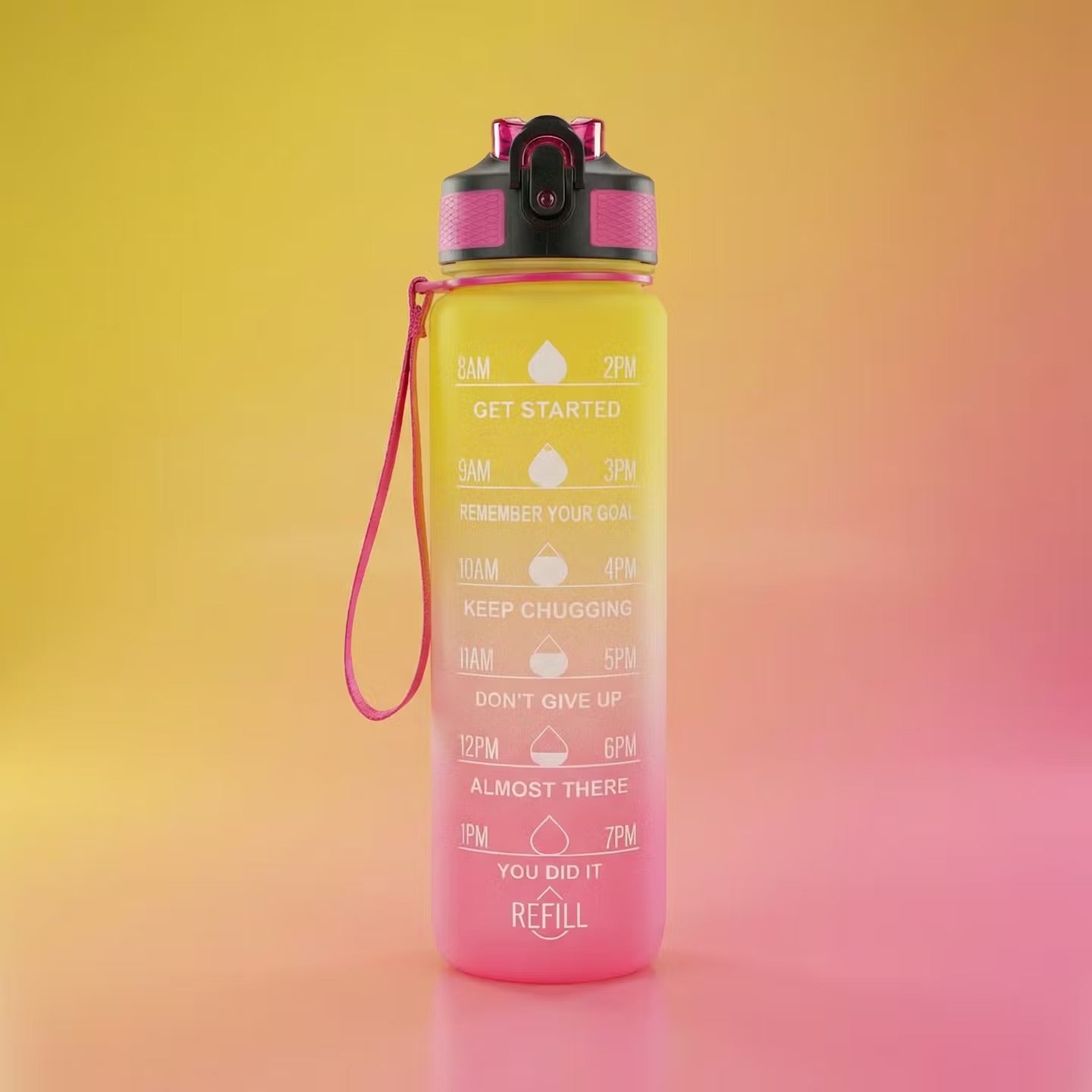 Motiveeriv veepudel kõrrega, 1000ml