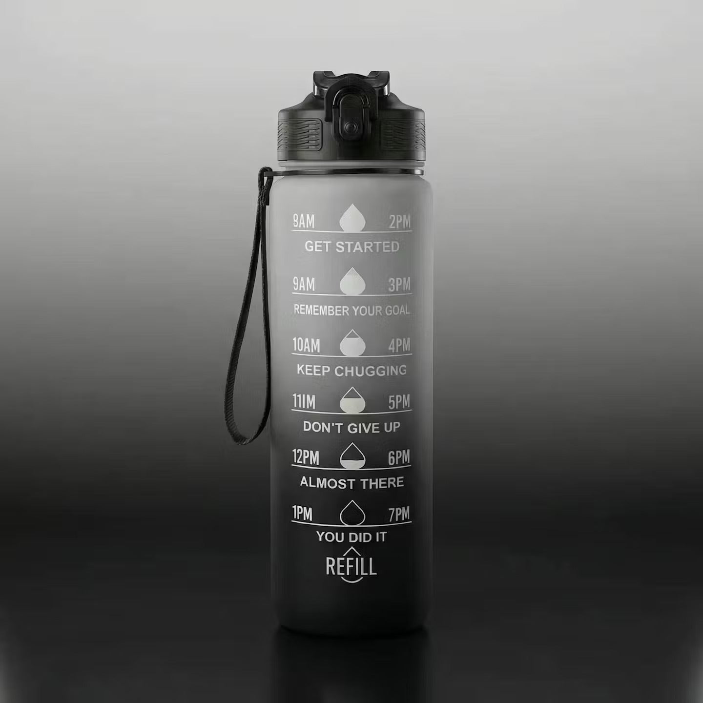 Motiveeriv veepudel kõrrega, 1000ml