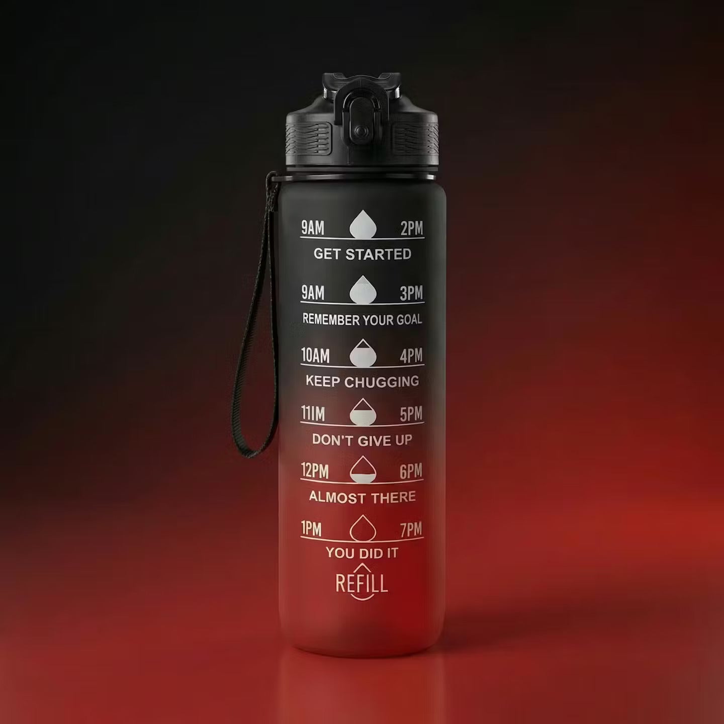 Motiveeriv veepudel kõrrega, 1000ml