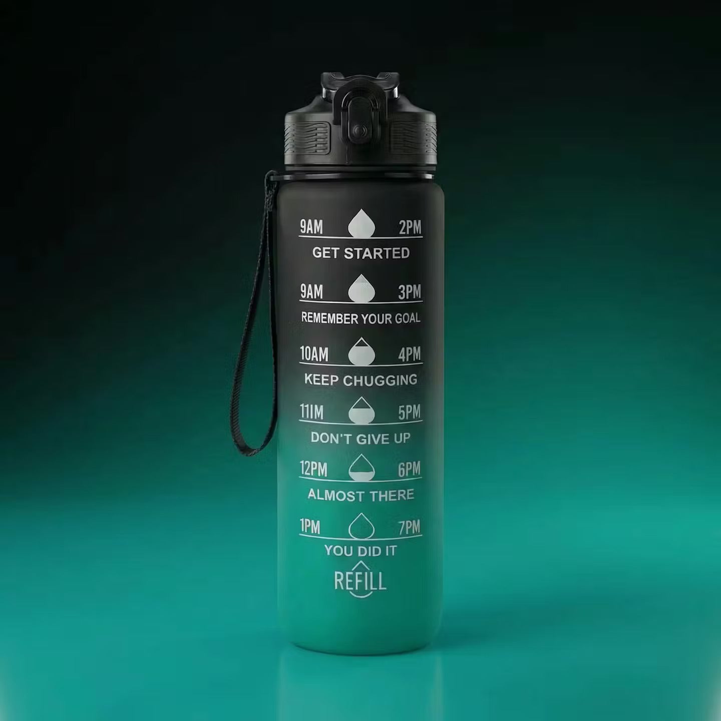 Motiveeriv veepudel kõrrega, 1000ml